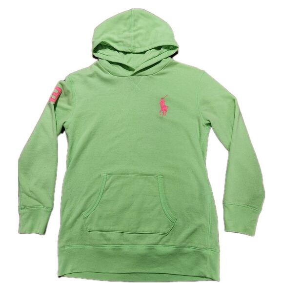 Polo Ralph Lauren Tops - Polo Ralph Lauren Girls Big Pony Lime Green/Pink Hoodie Size XL